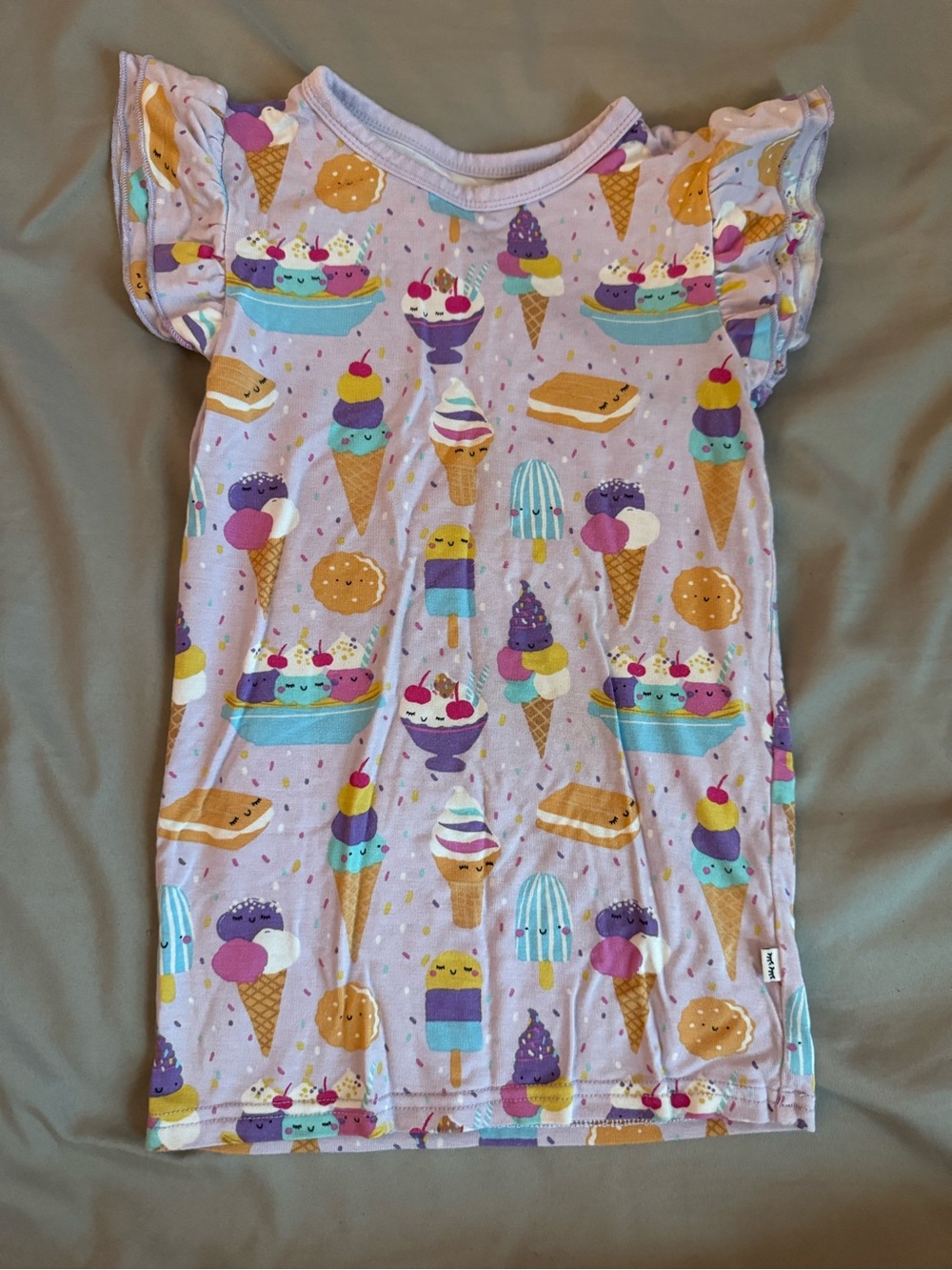 Little Sleepies Girls Ice Cream Print Tee - Pastel Purple